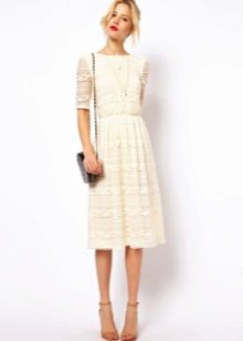 Flared beige midi length dresses