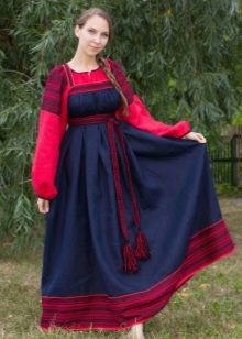 Modré ruské letní šaty