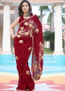 Vestido sari burdeos