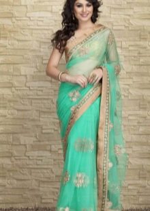 Zielone indyjskie sari