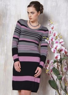Winter striped knitted dress