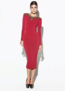 Crvena pletena haljina s koricama