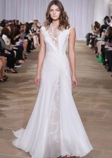 Wedding dress with lace inserts