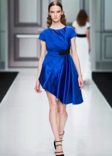 Rudeninė suknelė mėlyna su asimetrija