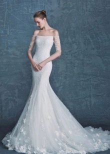 Trägerloses Brautkleid im Meerjungfrau-Stil mit Ärmeln