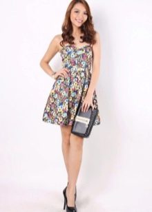 Bustier dress with skirt sun with floral print