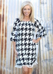 Rochie din bumbac Houndstooth