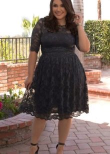 Dress with a flared skirt for a corporate party for overweight