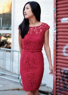 Lace burgundy dress for corporate