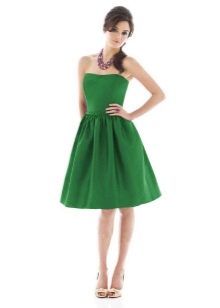 Green bustier dress with bell skirt