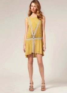 Κίτρινο κοντό φόρεμα Charleston χαμηλής μέσης