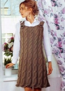 Warm knitted sundress dress