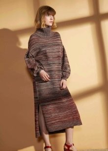 Vlněné šaty pletené melanž