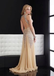 Floor-length open back prom dress