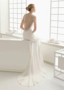 Hvid kjole med åben ryg med rhinsten