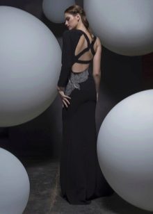 Open back evening dress with straps