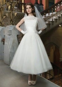 60s lace at tulle wedding dress