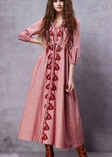 Sukienka midi w stylu boho w stylu rustykalnym