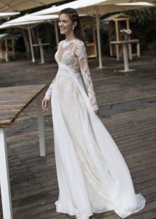 Grūtnieču kāzu kleita ar piedurknēm