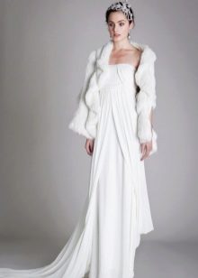 Fur cape for a wedding dress