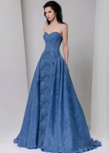 Blauwe getailleerde jurk
