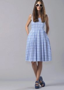 Fitted check flared dress