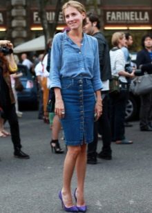  ceruzková džínsová sukňa strednej dĺžky