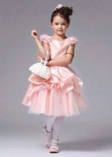 Bujna krótka sukienka dla dziewczynki różowa