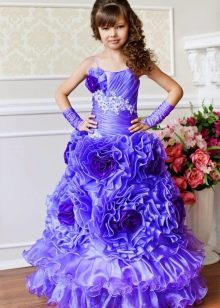 Elegantiška suknelė 6-7 metų mergaitei, pūkuota iki grindų