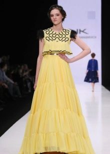 Elegantné dievčenské šaty dlhé žlté