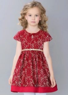Елегантна рокля за момиче червена дантела