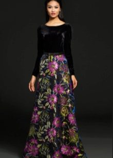dress with brocade skirt