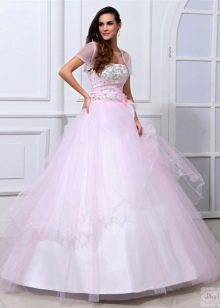 розова сатенена сватбена рокля