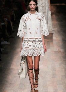 White lace dress with bag