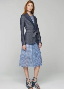 Gray blazer for a dress in a cage