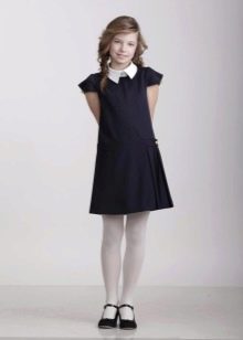 Mokyklinė suknelė mergaitei trumpomis rankovėmis