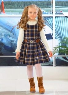 Kostkované školní šaty A-Line pro dívky