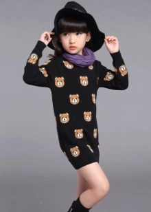 Pakaian musim sejuk rajutan untuk kanak-kanak perempuan dengan cetakan