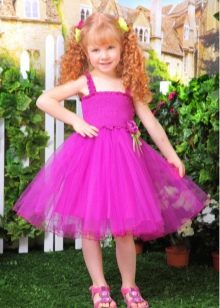 Къса лилава абитуриентска рокля за детска градина
