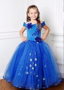 Gaun prom biru panjang untuk tadika