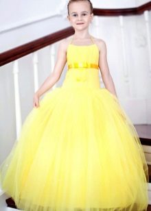 Darželio išleistuvių suknelė geltona iki grindų