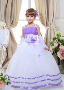 Balta un violeta bērnudārza izlaiduma kleita