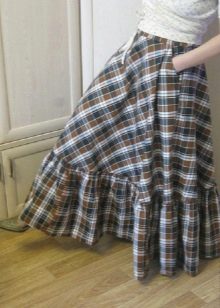 ruffled plaid maxi skirt