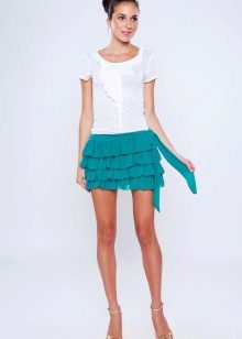 skirt pendek berkilat warna biru