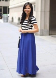 Duga plava polusunčana suknja