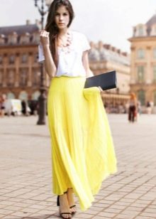 Dlouhá letní sukně poloslunečně žlutá