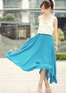 Mahabang silk half-sun skirt
