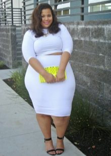 falda de punto blanca para mujeres con sobrepeso