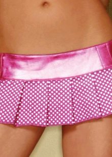 skirt polka dot mikro merah jambu