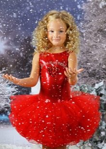 Neujahrskleid für Mädchen rot mit flauschigem Rock